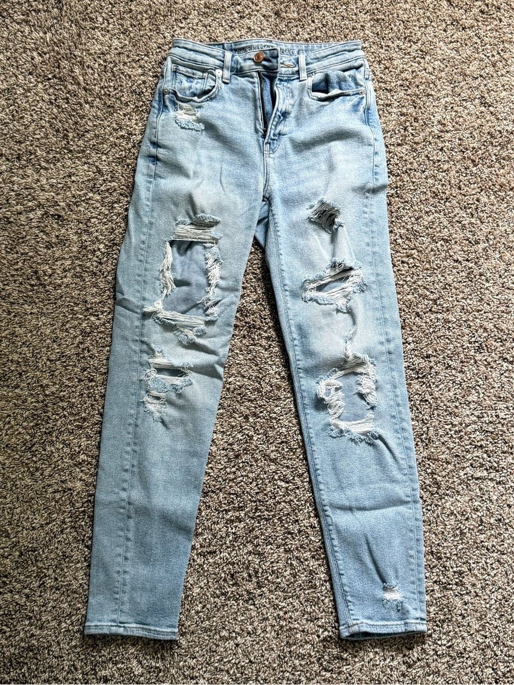 Light Wash Distressed Women's Mom Jean
